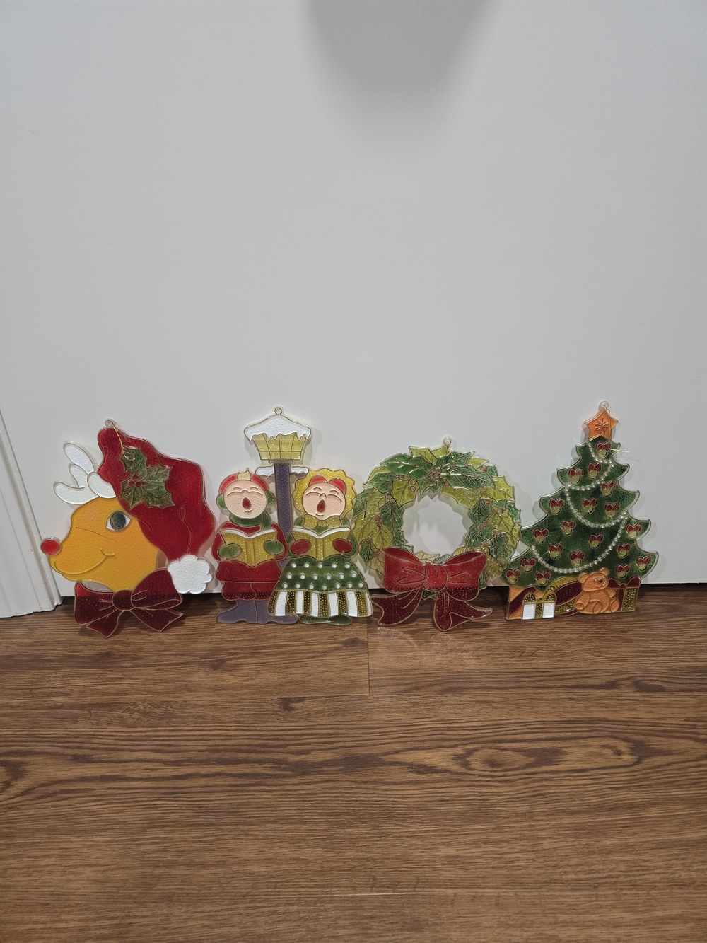 Vintage Festive Holiday Window Clings - Christmas Characters & Tree